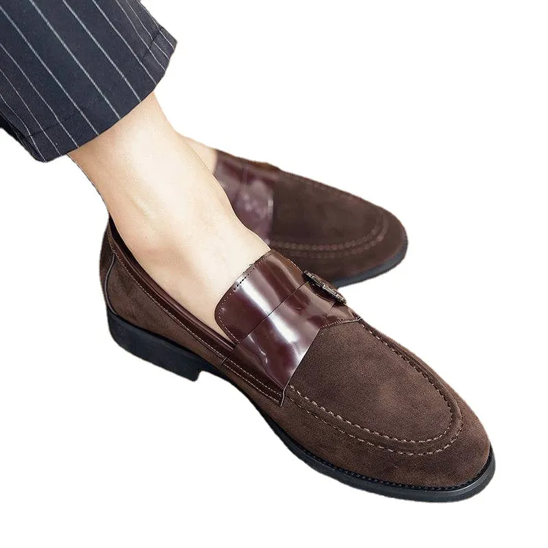 Bean shoes in 2021, the new trend of suede leather shoes, men's English casual shoes, a pedal frosted lazy shoes.