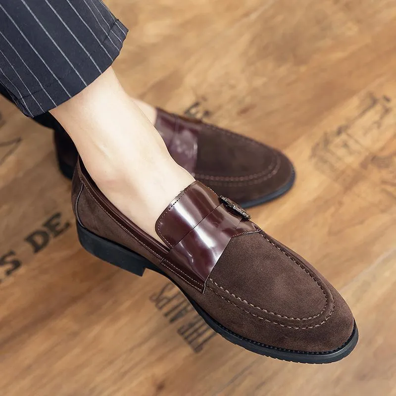 Bean shoes in 2021, the new trend of suede leather shoes, men's English casual shoes, a pedal frosted lazy shoes.