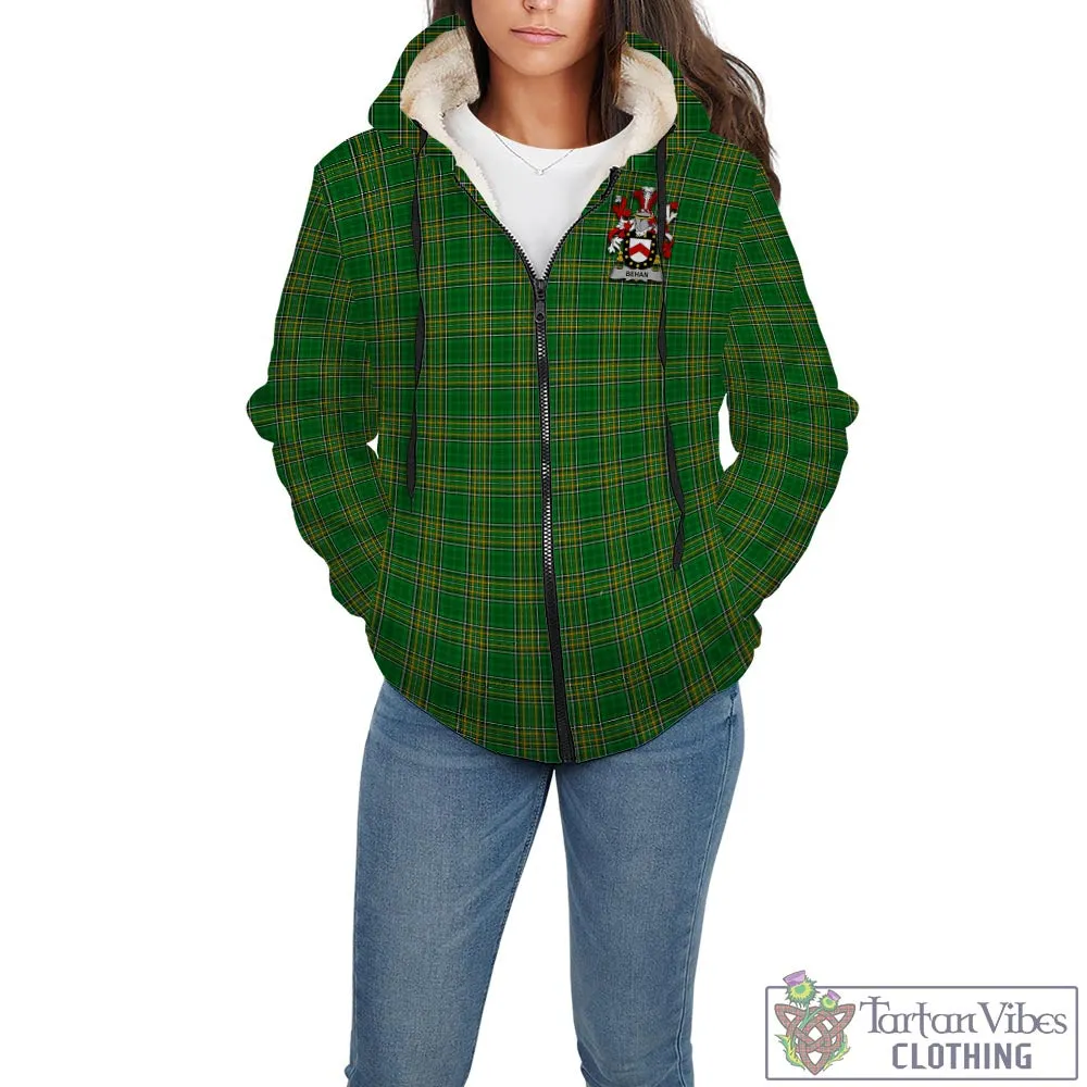 Behan Irish Clan Tartan Sherpa Hoodie with Coat of Arms