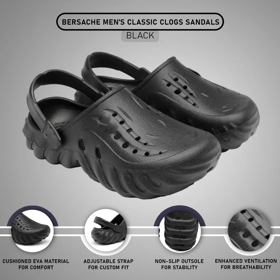 Bersache Extra Soft Classic Casual with  Regular wear with Ultra Soft & Flexibility Technology Clogs for Men's & Boy's 6039 (Black)