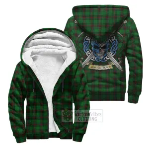 Beveridge Tartan Sherpa Hoodie with Family Crest Celtic Skull Style