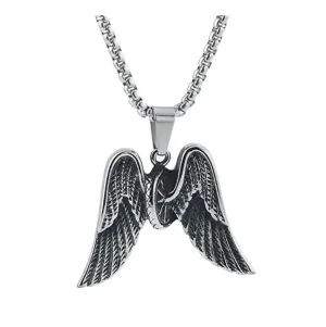 Biker Angel Wings Necklace Tire Chain Mechanic Gift Necklace 24in.