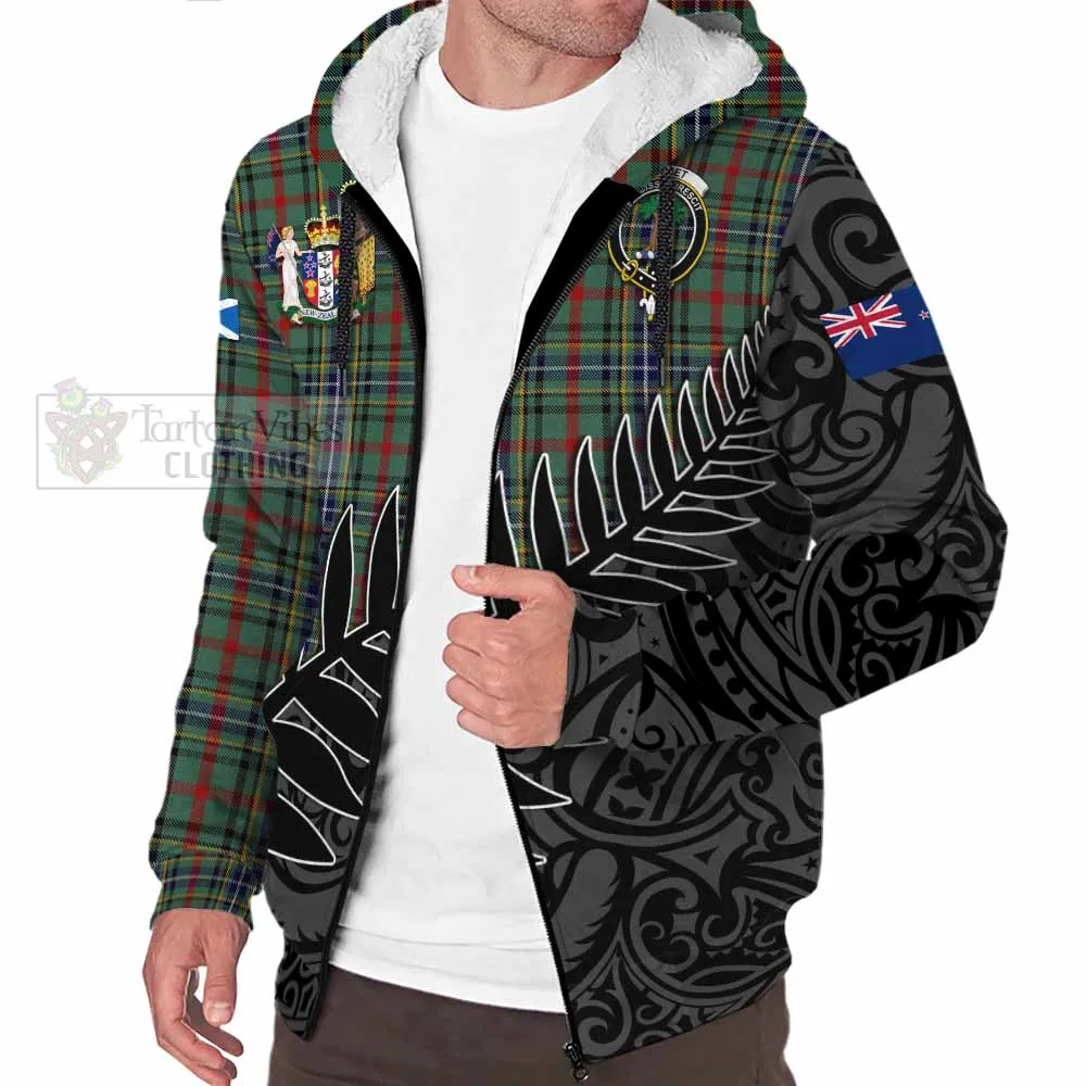 Bisset Crest Tartan Sherpa Hoodie with New Zealand Silver Fern Half Style