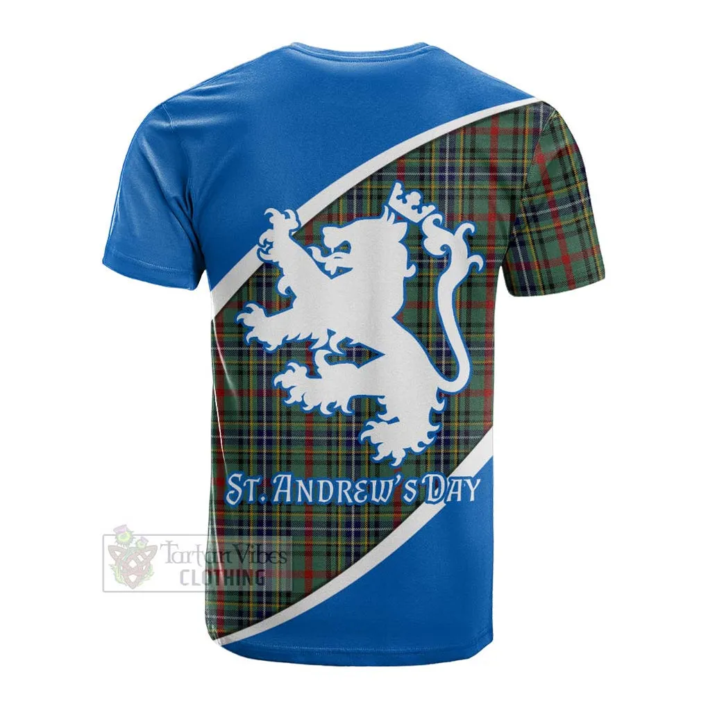 Bisset Family Crest Tartan Cotton T-shirt Celebrate Saint Andrew's Day in Style