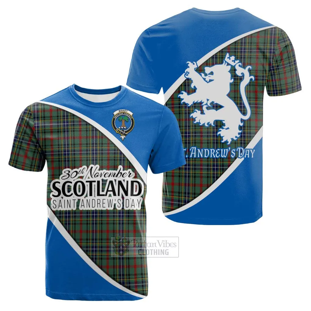 Bisset Family Crest Tartan Cotton T-shirt Celebrate Saint Andrew's Day in Style