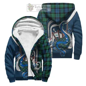 Black Watch Ancient Tartan Sherpa Hoodie with Epic Bagpipe Style