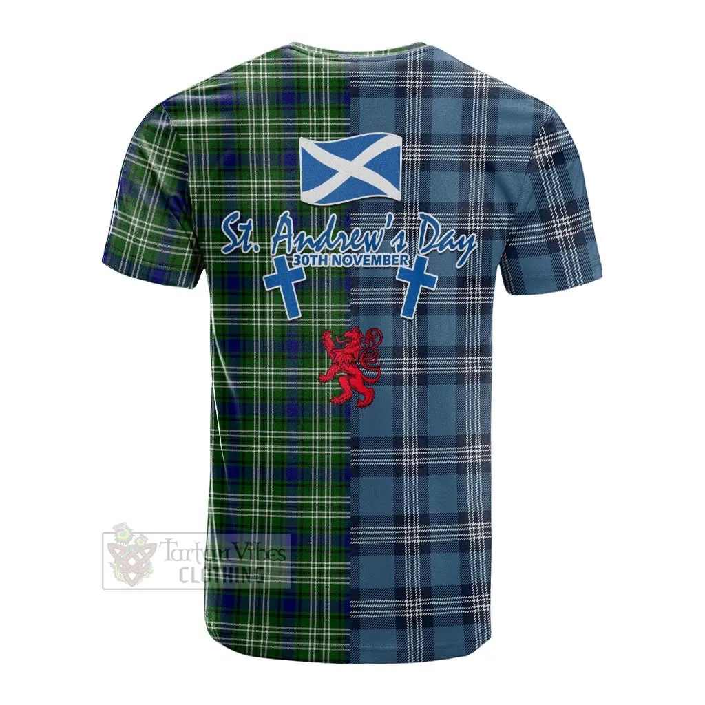 Blackadder Tartan Cotton T-shirt Happy St. Andrew's Day Half Tartan Style