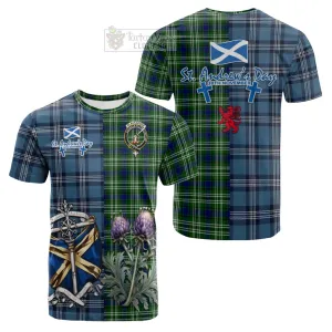 Blackadder Tartan Cotton T-shirt Happy St. Andrew's Day Half Tartan Style