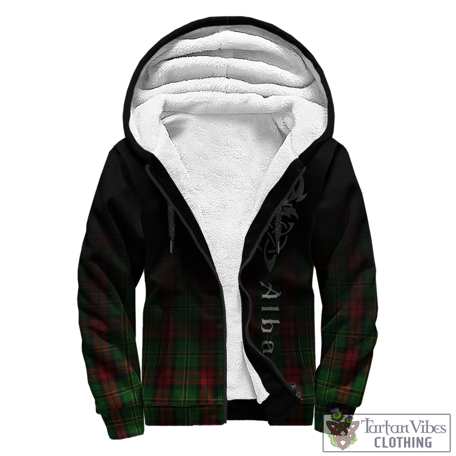 Blackstock Hunting Tartan Sherpa Hoodie Featuring Alba Gu Brath Family Crest Celtic Inspired