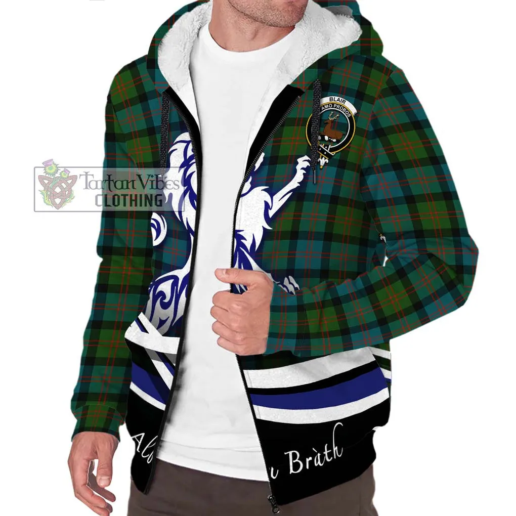 Blair Ancient Tartan Sherpa Hoodie with Alba Gu Brath Regal Lion Emblem