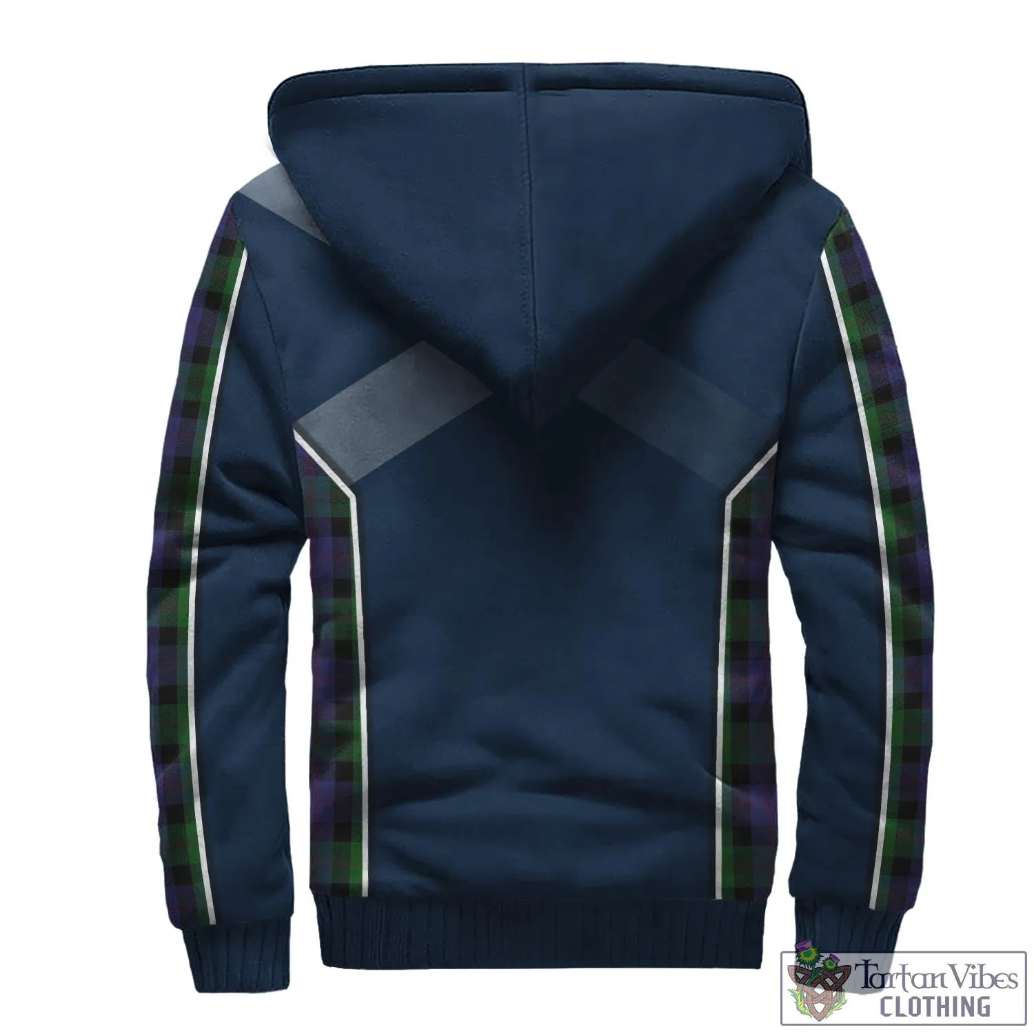 Blair Tartan Sherpa Hoodie with Family Crest and Scottish Thistle Vibes Sport Style