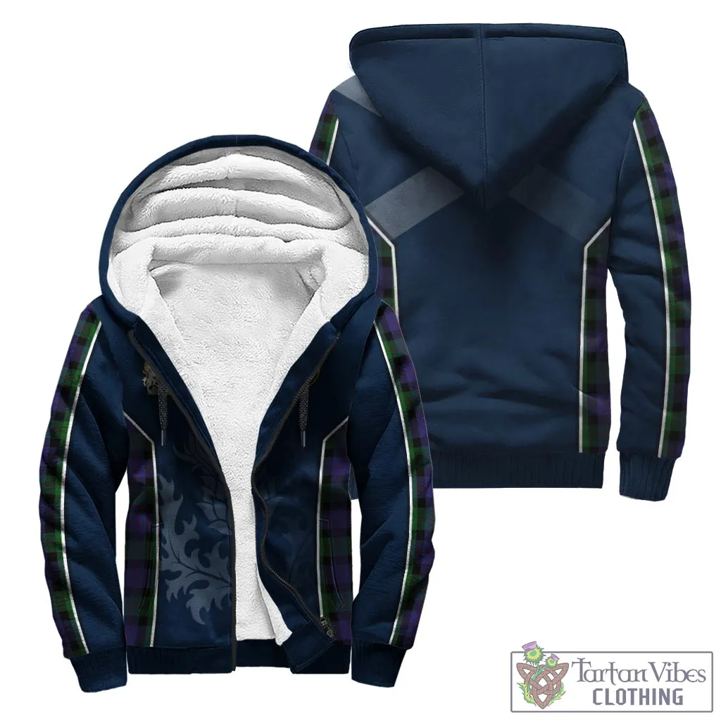 Blair Tartan Sherpa Hoodie with Family Crest and Scottish Thistle Vibes Sport Style