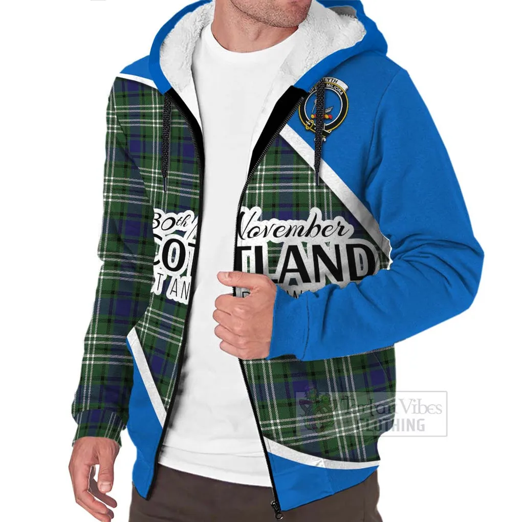 Blyth Family Crest Tartan Sherpa Hoodie Celebrate Saint Andrew's Day in Style