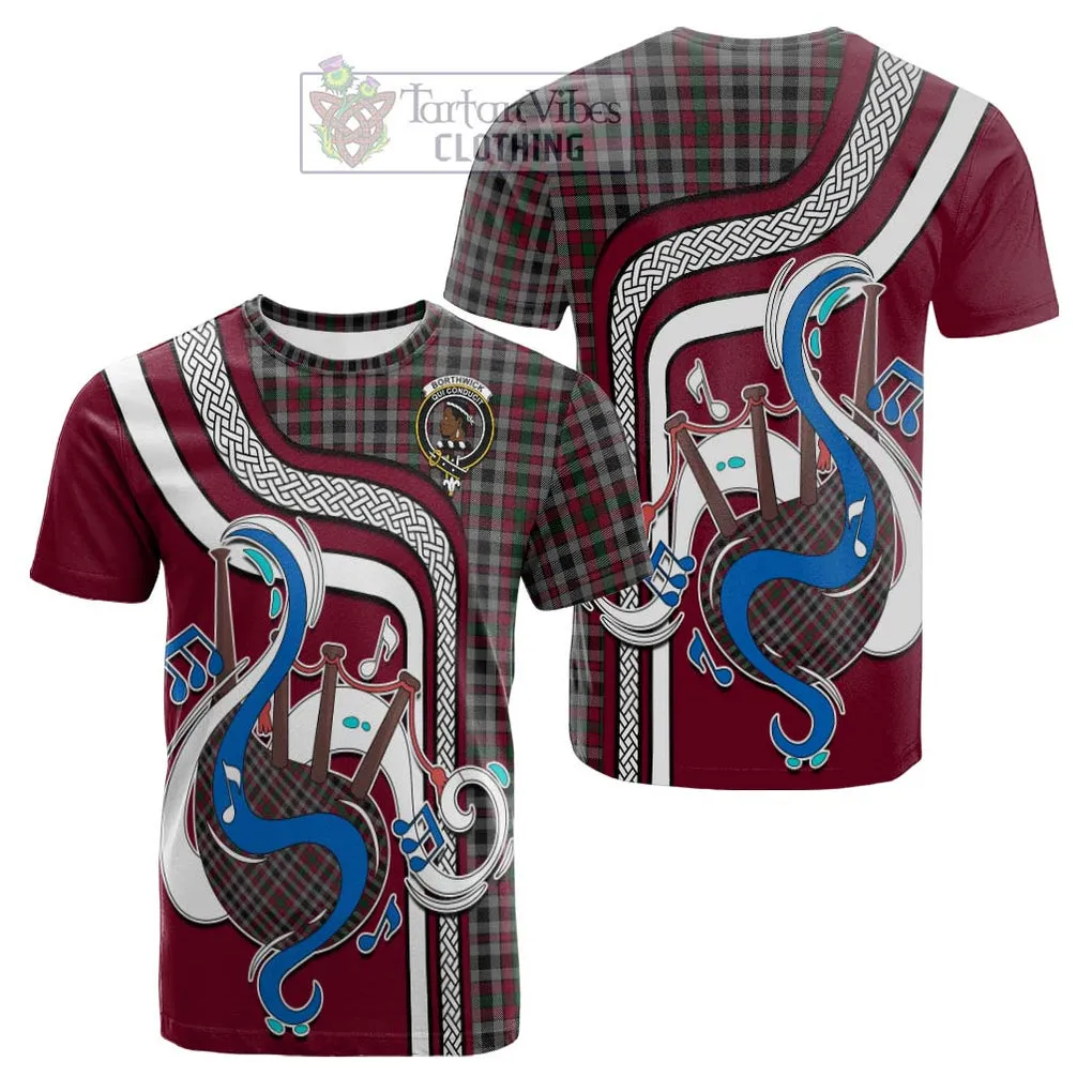 Borthwick Tartan Cotton T-shirt with Epic Bagpipe Style