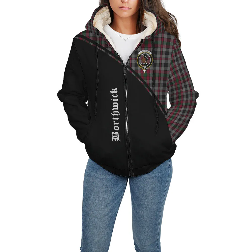 Borthwick Tartan Sherpa Hoodie with Family Crest Curve Style