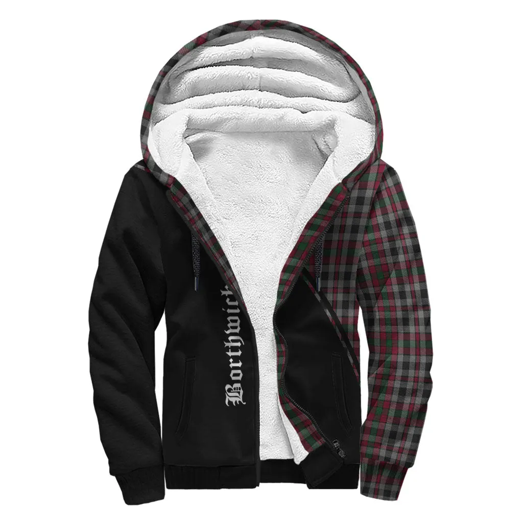 Borthwick Tartan Sherpa Hoodie with Family Crest Curve Style