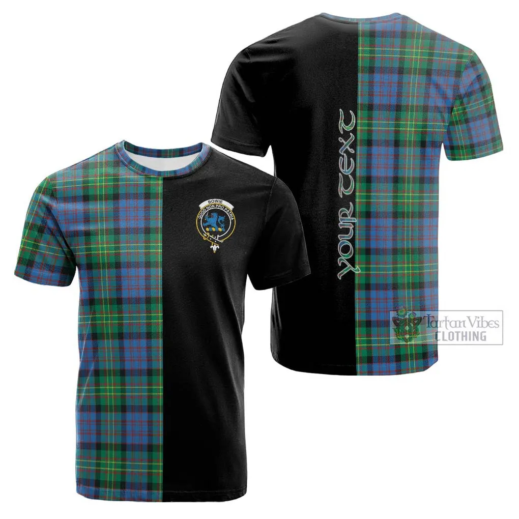 Bowie Ancient Tartan Cotton T-shirt with Family Crest and Half Of Me Style