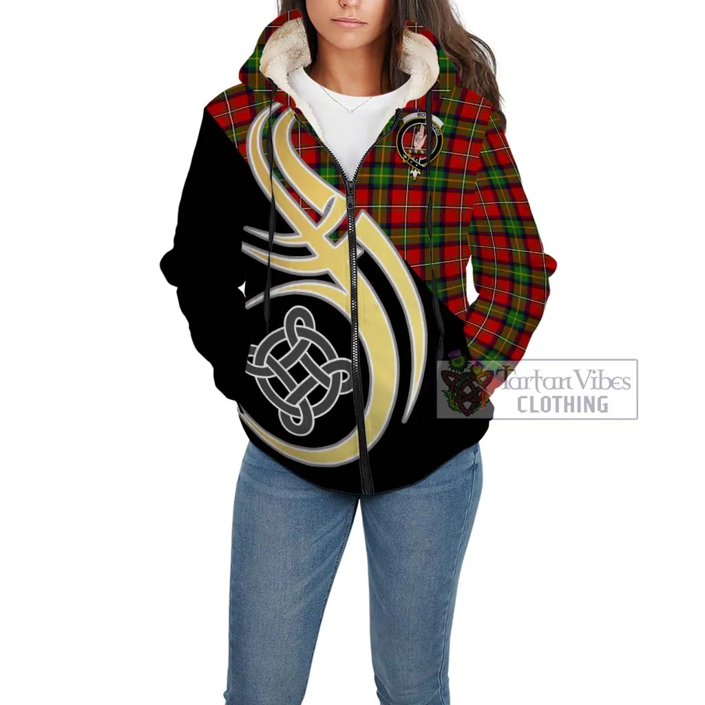 Boyd Tartan Sherpa Hoodie with Family Crest and Celtic Symbol Style