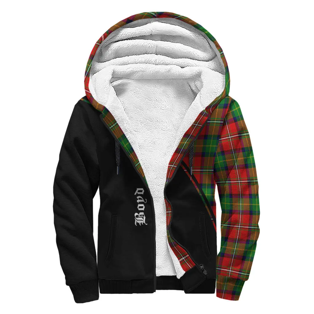 Boyd Tartan Sherpa Hoodie with Family Crest Curve Style