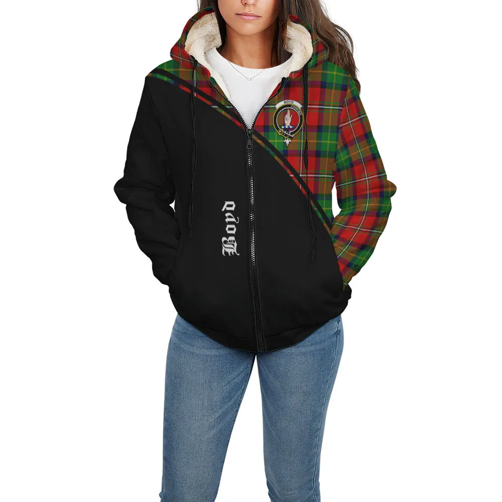 Boyd Tartan Sherpa Hoodie with Family Crest Curve Style