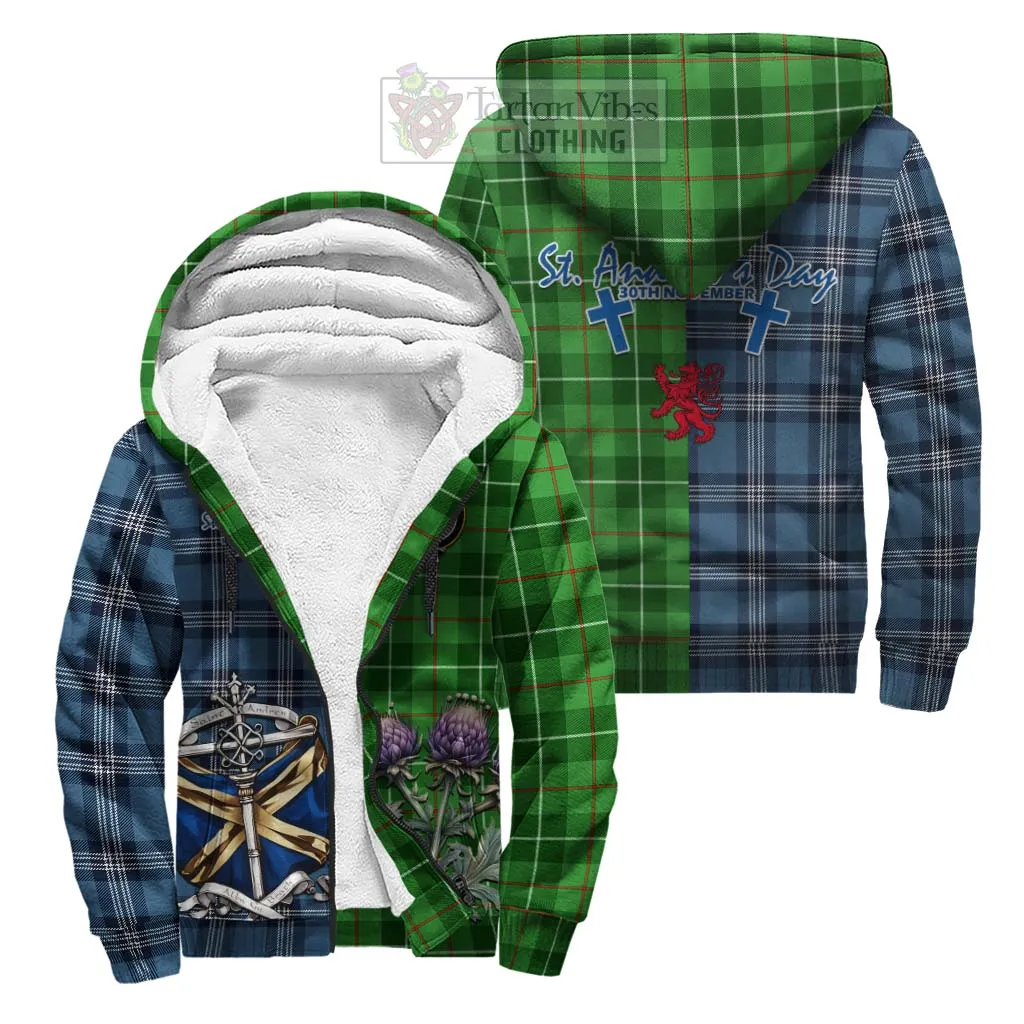 Boyle Tartan Sherpa Hoodie Happy St. Andrew's Day Half Tartan Style