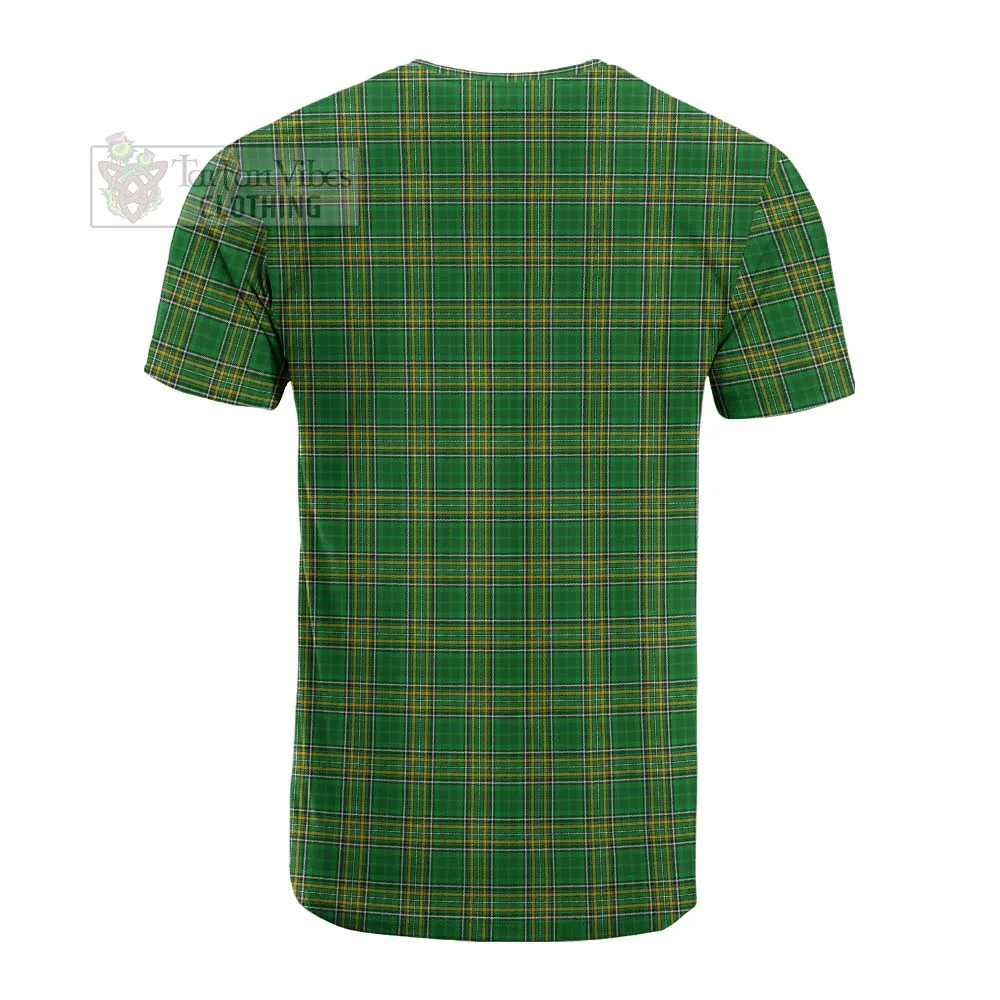 Brennan Irish Clan Tartan Cotton T-shirt with Coat of Arms