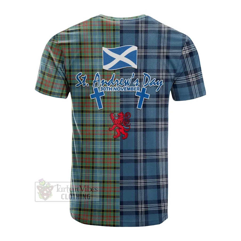 Brisbane Tartan Cotton T-shirt Happy St. Andrew's Day Half Tartan Style