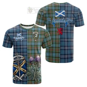 Brisbane Tartan Cotton T-shirt Happy St. Andrew's Day Half Tartan Style