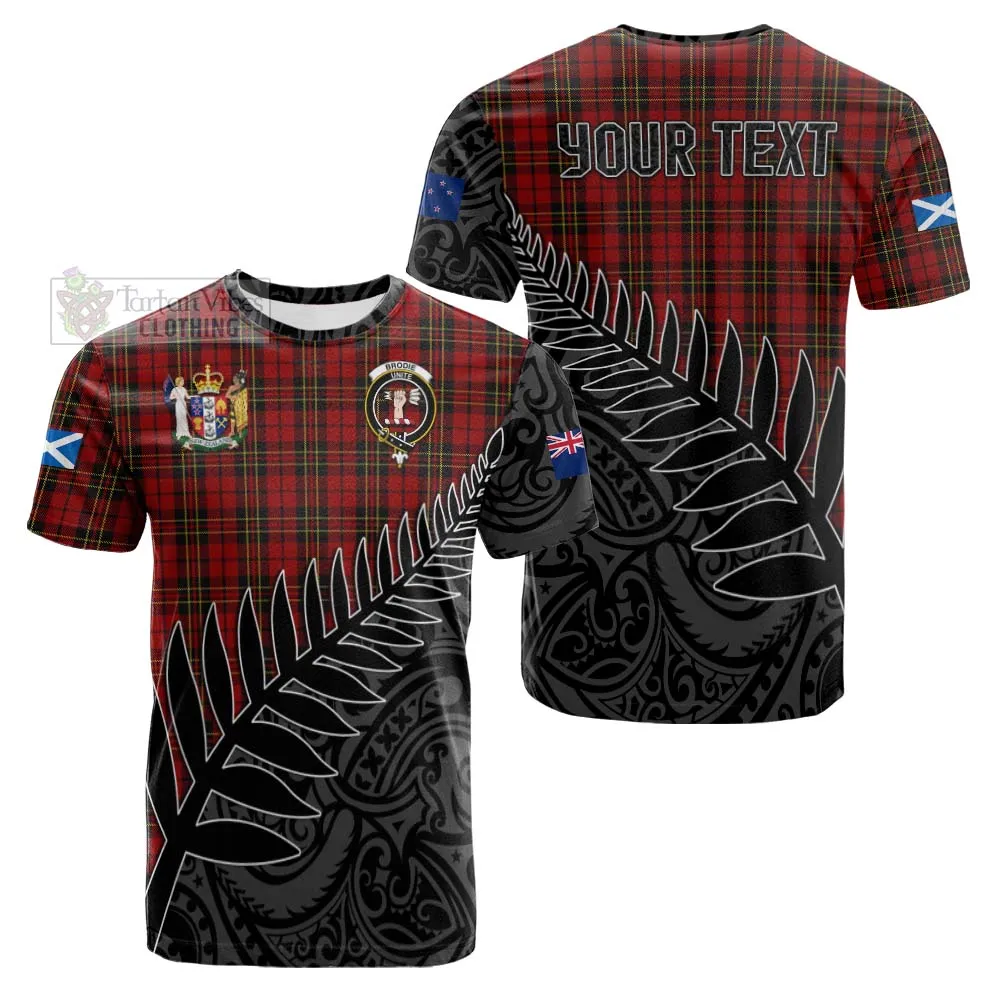 Brodie Crest Tartan Cotton T-shirt with New Zealand Silver Fern Half Style