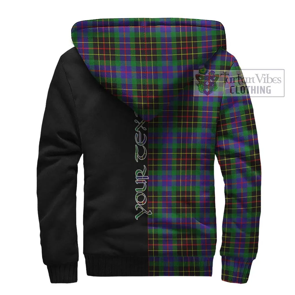 Brodie Hunting Modern Tartan Sherpa Hoodie with Family Crest and Half Of Me Style