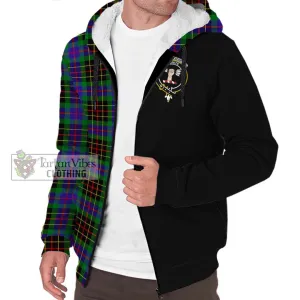 Brodie Hunting Modern Tartan Sherpa Hoodie with Family Crest and Half Of Me Style