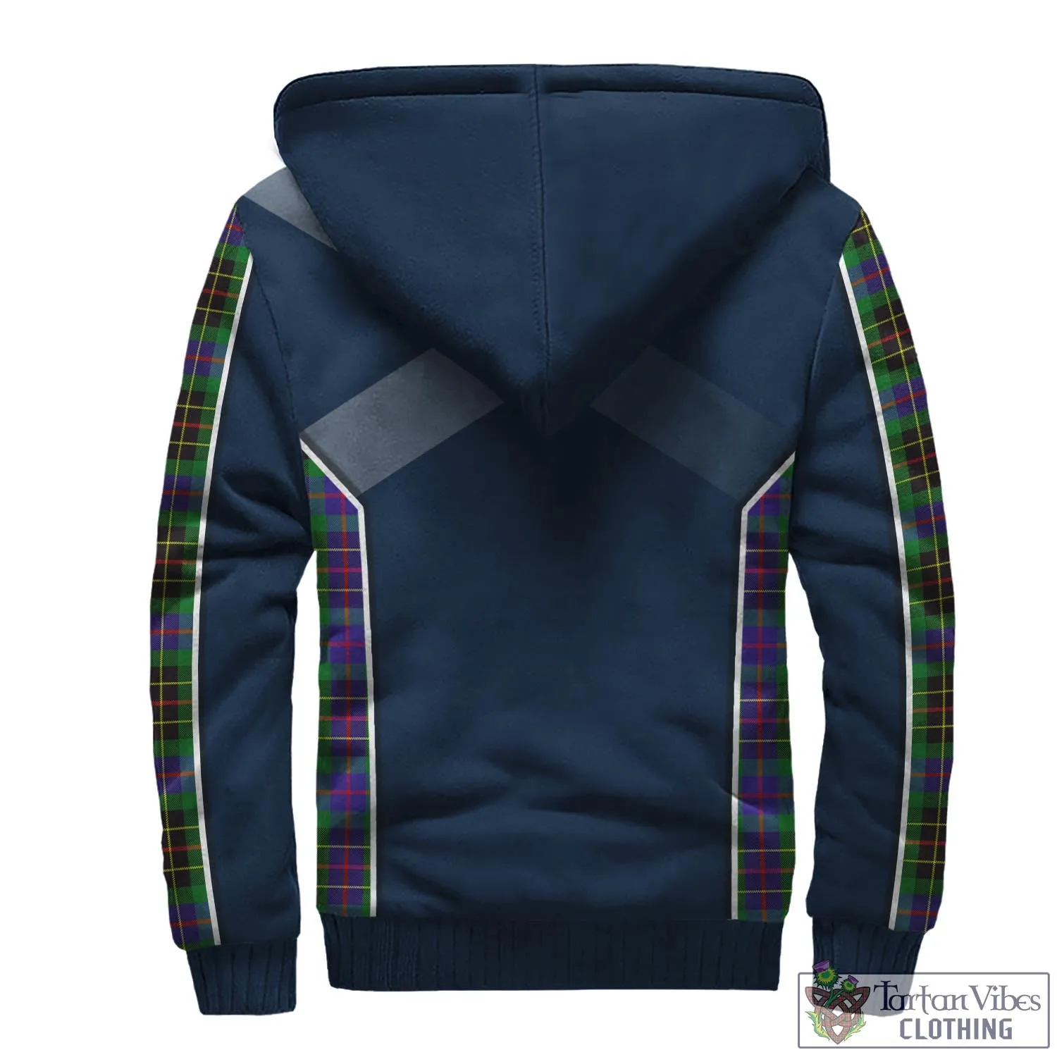 Brodie Hunting Modern Tartan Sherpa Hoodie with Family Crest and Scottish Thistle Vibes Sport Style