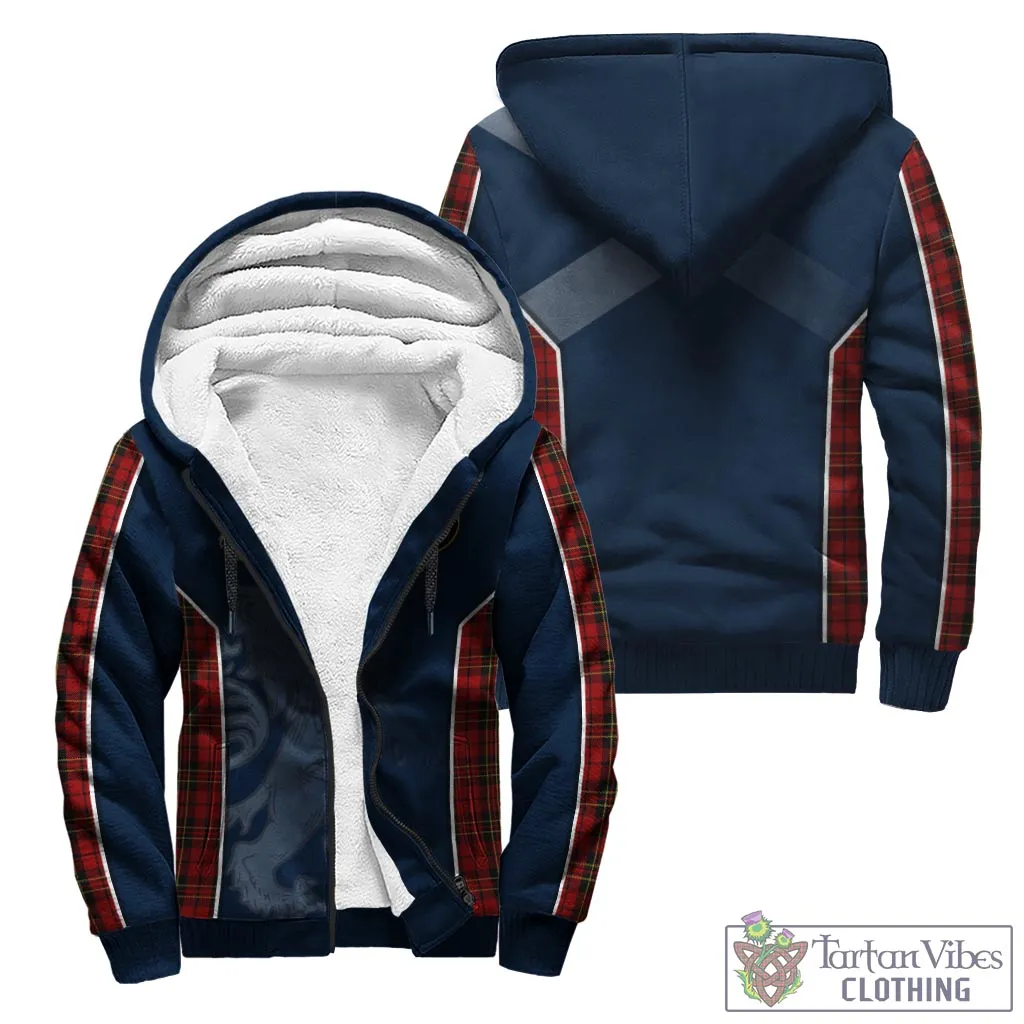 Brodie Tartan Sherpa Hoodie with Family Crest and Lion Rampant Vibes Sport Style