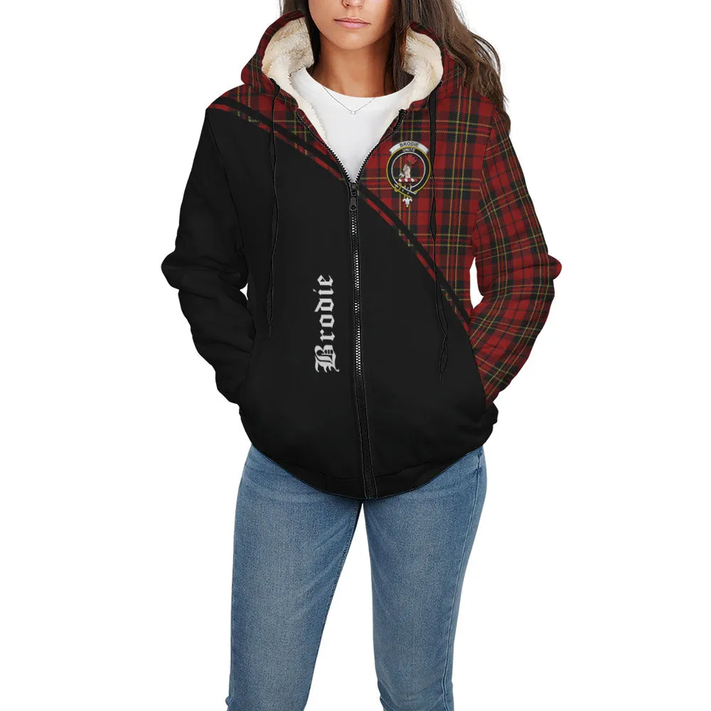 Brodie Tartan Sherpa Hoodie with Family Crest Curve Style