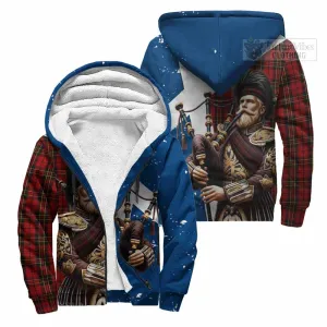 Brodie Tartan Sherpa Hoodie with Family Crest Scottish Bagpiper Vibes