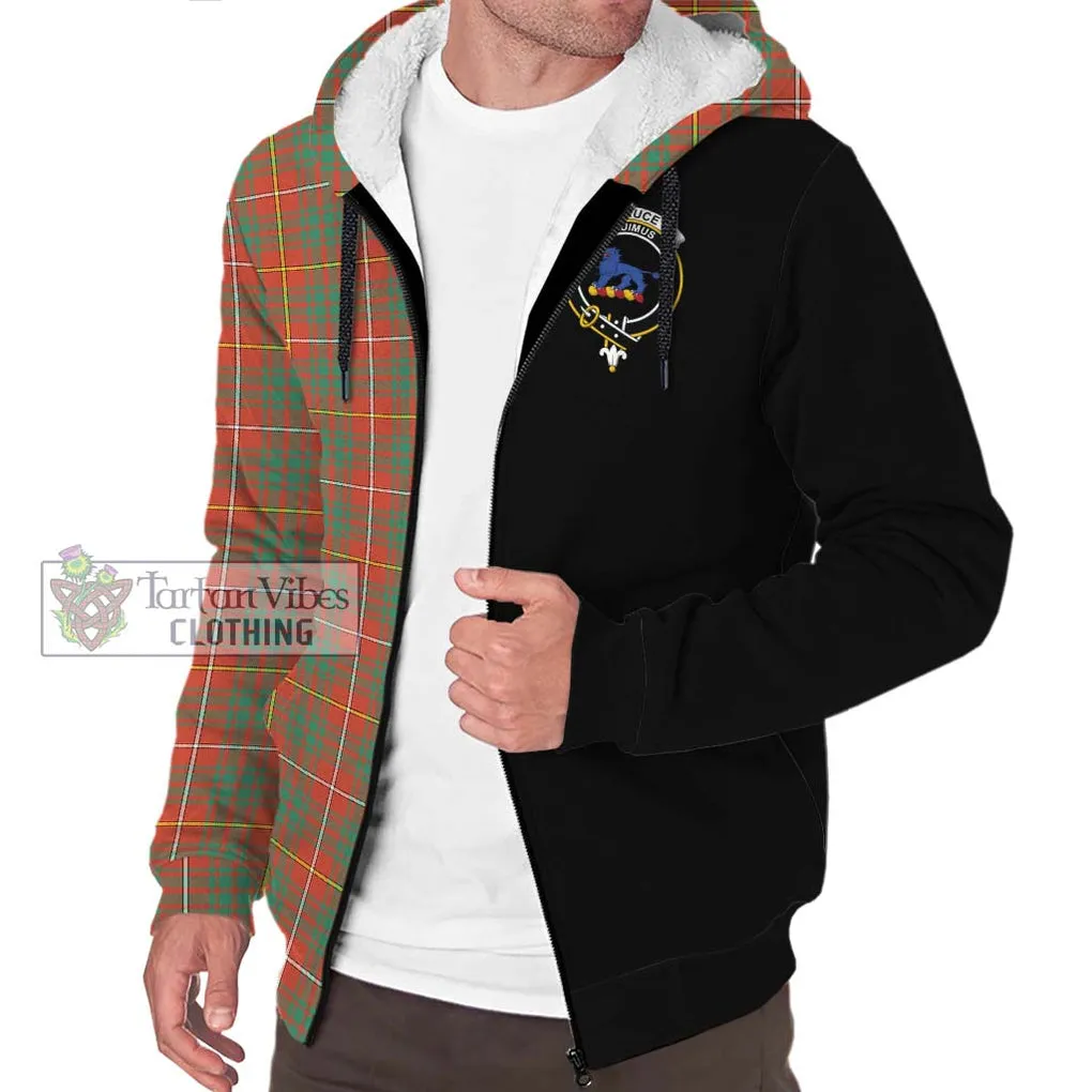 Bruce Ancient Tartan Sherpa Hoodie with Family Crest and Half Of Me Style