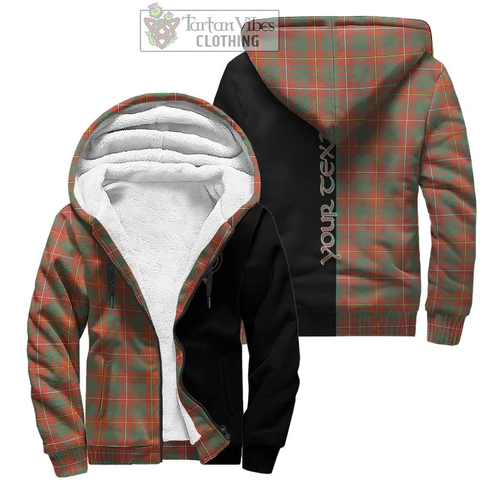 Bruce Ancient Tartan Sherpa Hoodie with Family Crest and Half Of Me Style