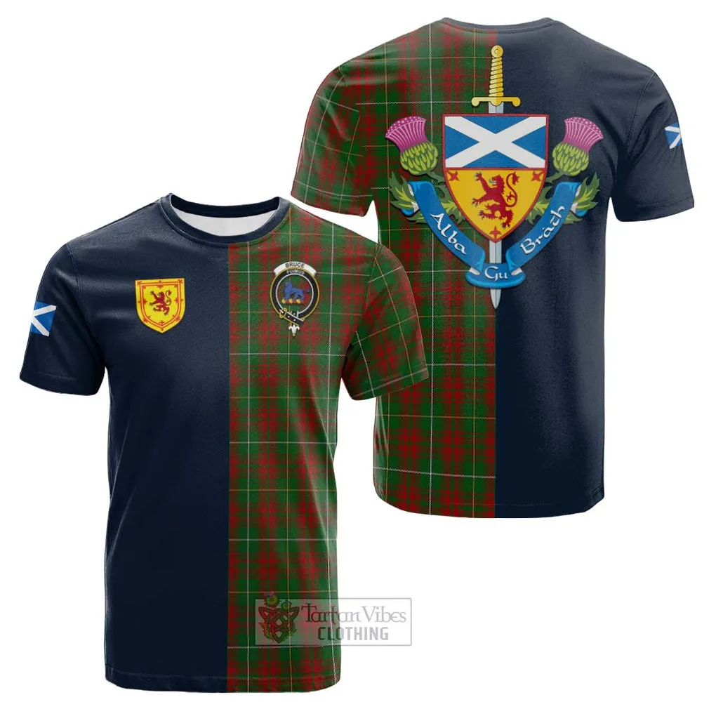 Bruce Hunting Tartan Cotton T-shirt Alba with Scottish Lion Royal Arm Half Style