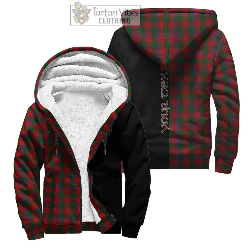 Bruce Old Tartan Sherpa Hoodie with Family Crest and Half Of Me Style