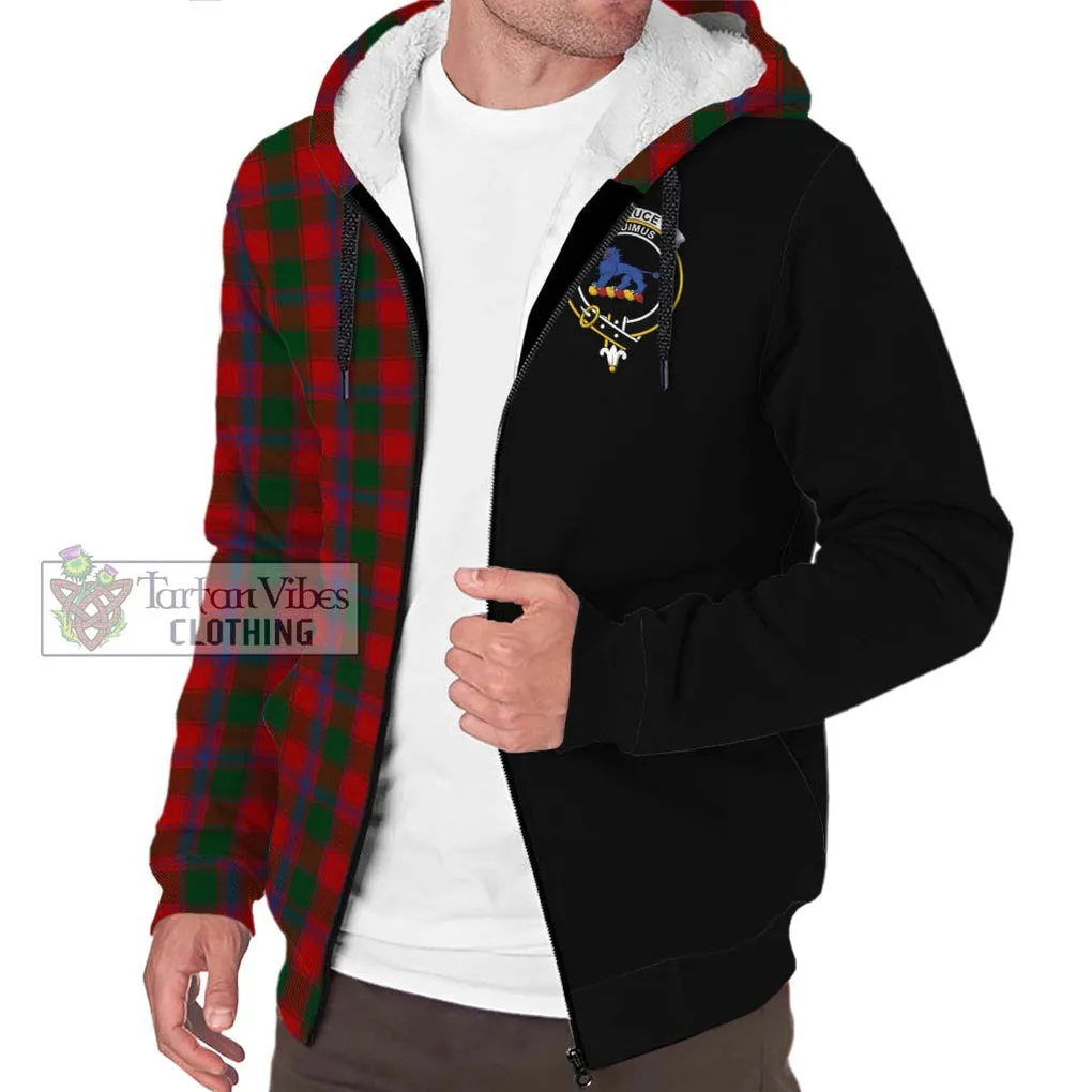 Bruce Old Tartan Sherpa Hoodie with Family Crest and Half Of Me Style