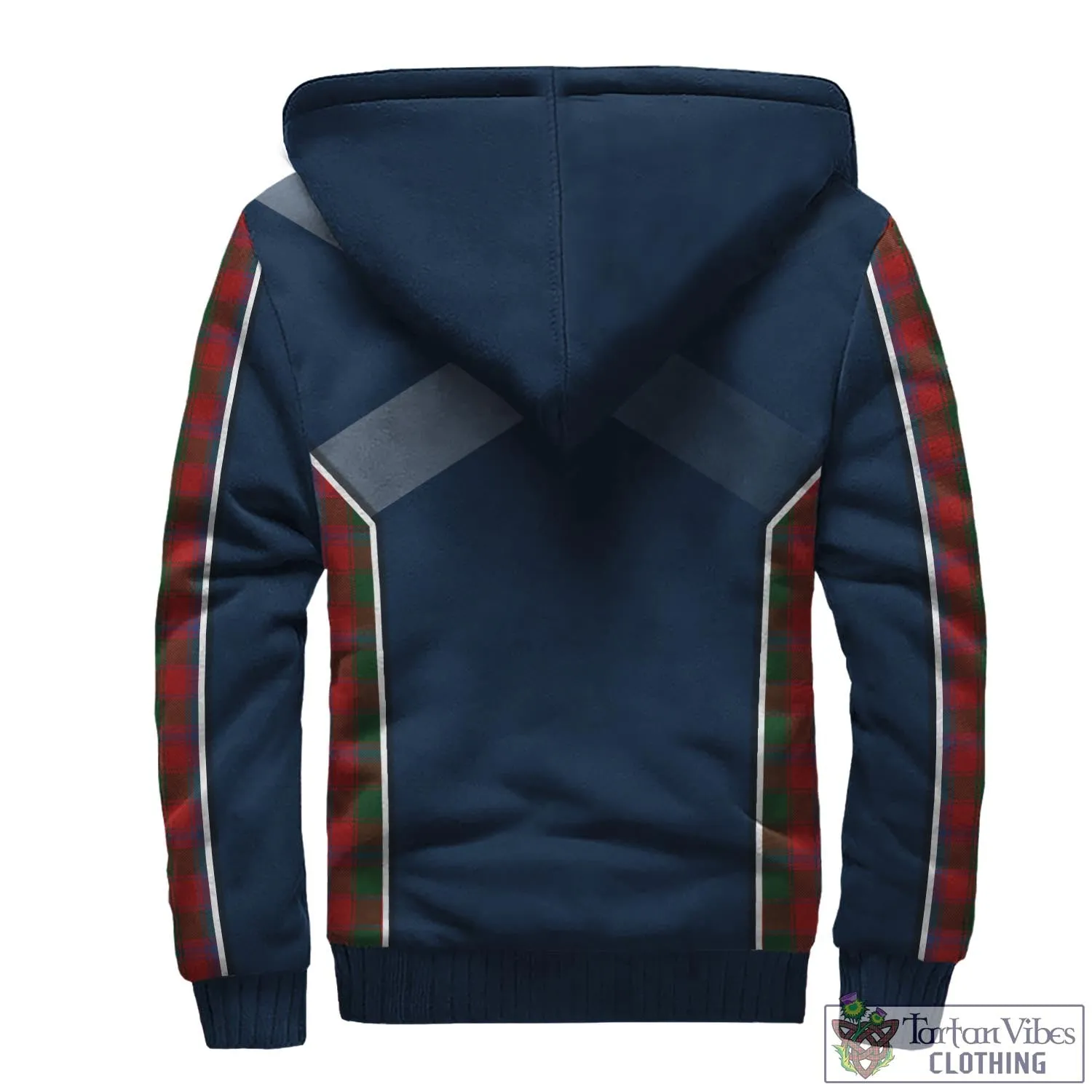 Bruce Old Tartan Sherpa Hoodie with Family Crest and Lion Rampant Vibes Sport Style