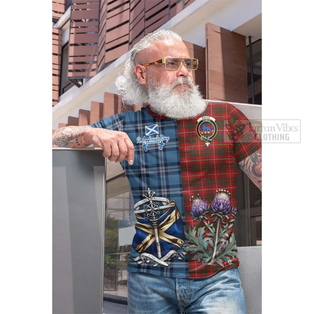 Bruce Tartan Cotton T-shirt Happy St. Andrew's Day Half Tartan Style