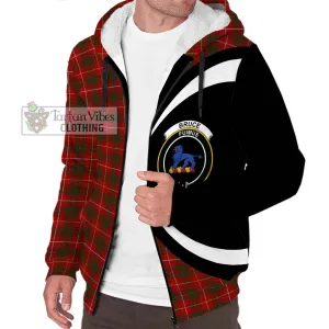 Bruce Tartan Sherpa Hoodie with Family Crest Circle Style