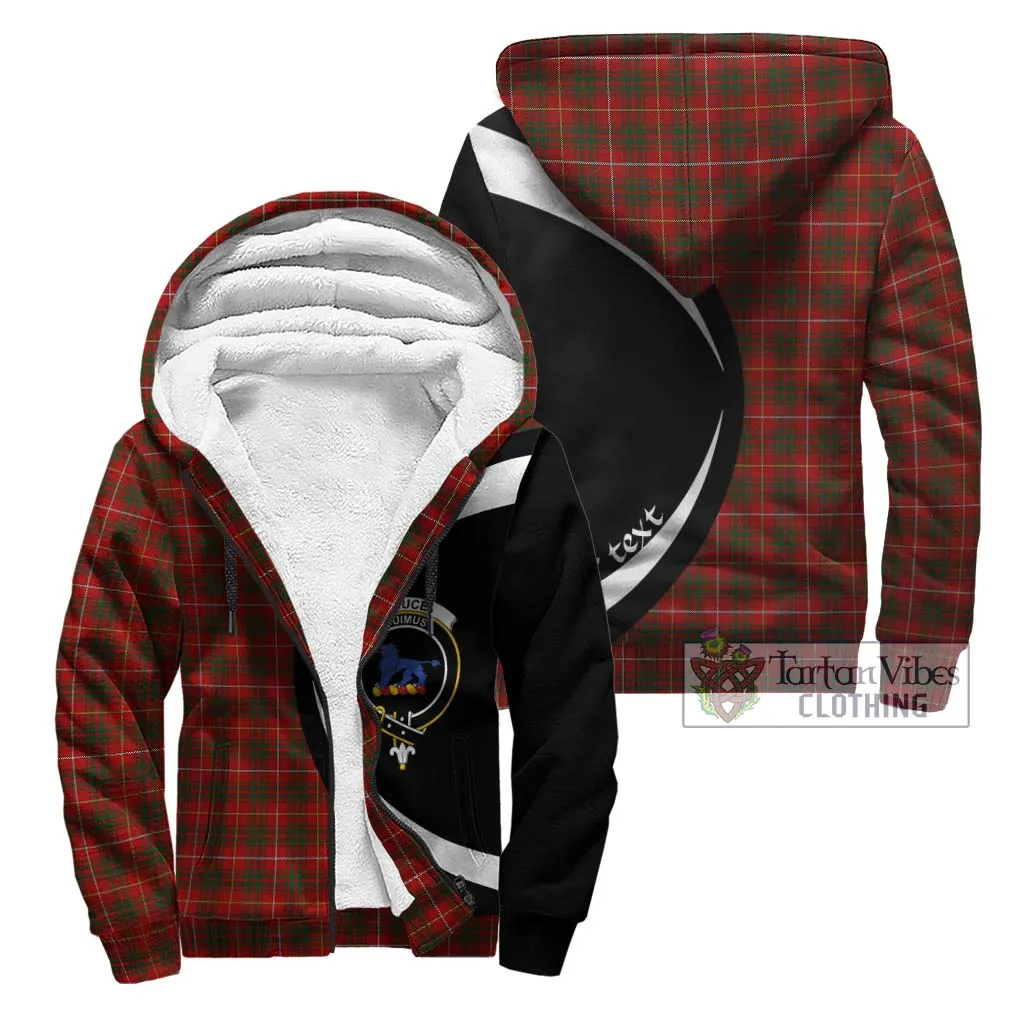 Bruce Tartan Sherpa Hoodie with Family Crest Circle Style