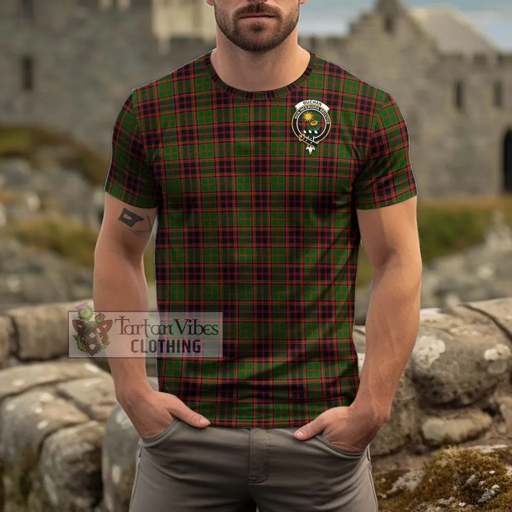 Buchan Tartan Cotton T-Shirt with Family Crest