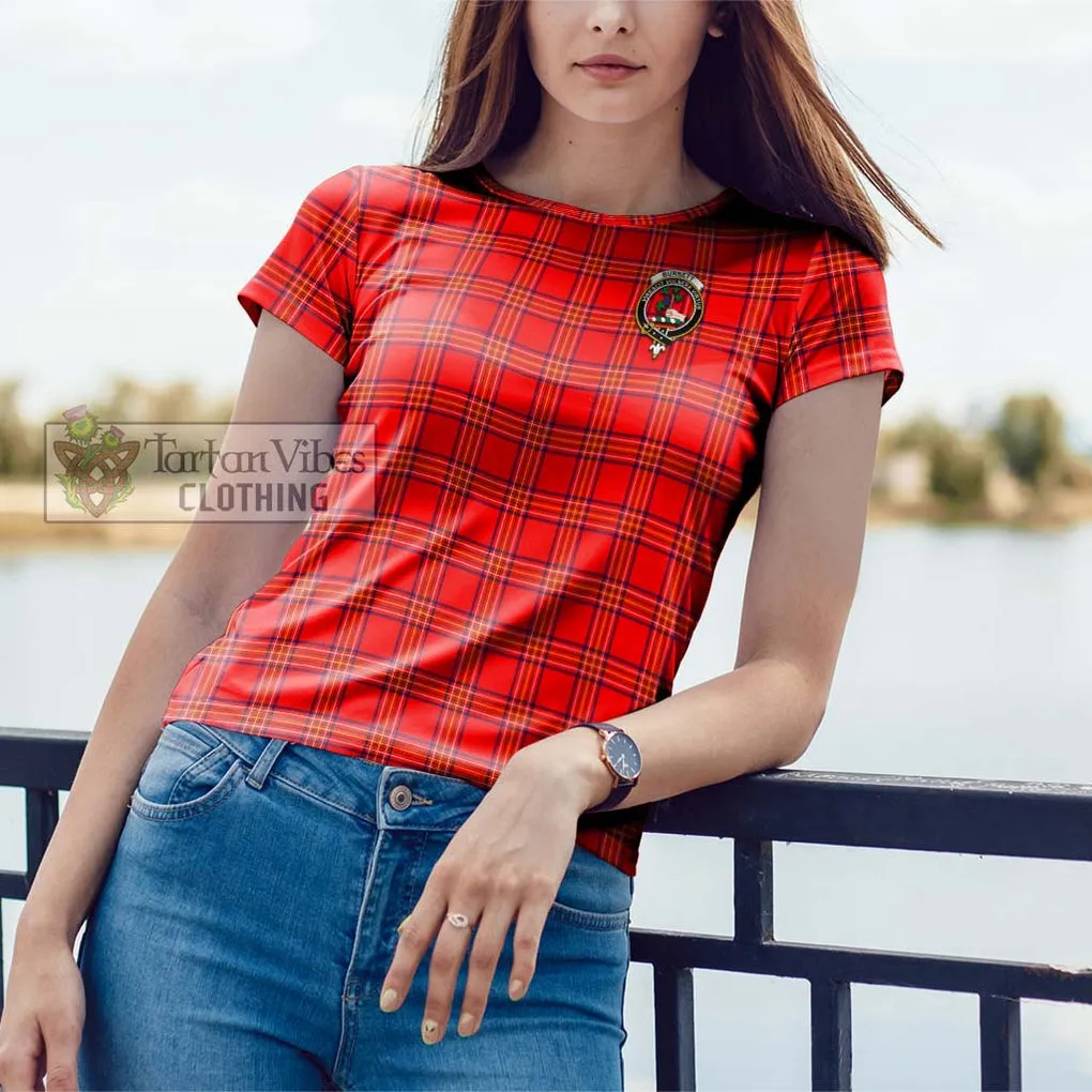 Burnett Modern Tartan Cotton T-Shirt with Family Crest