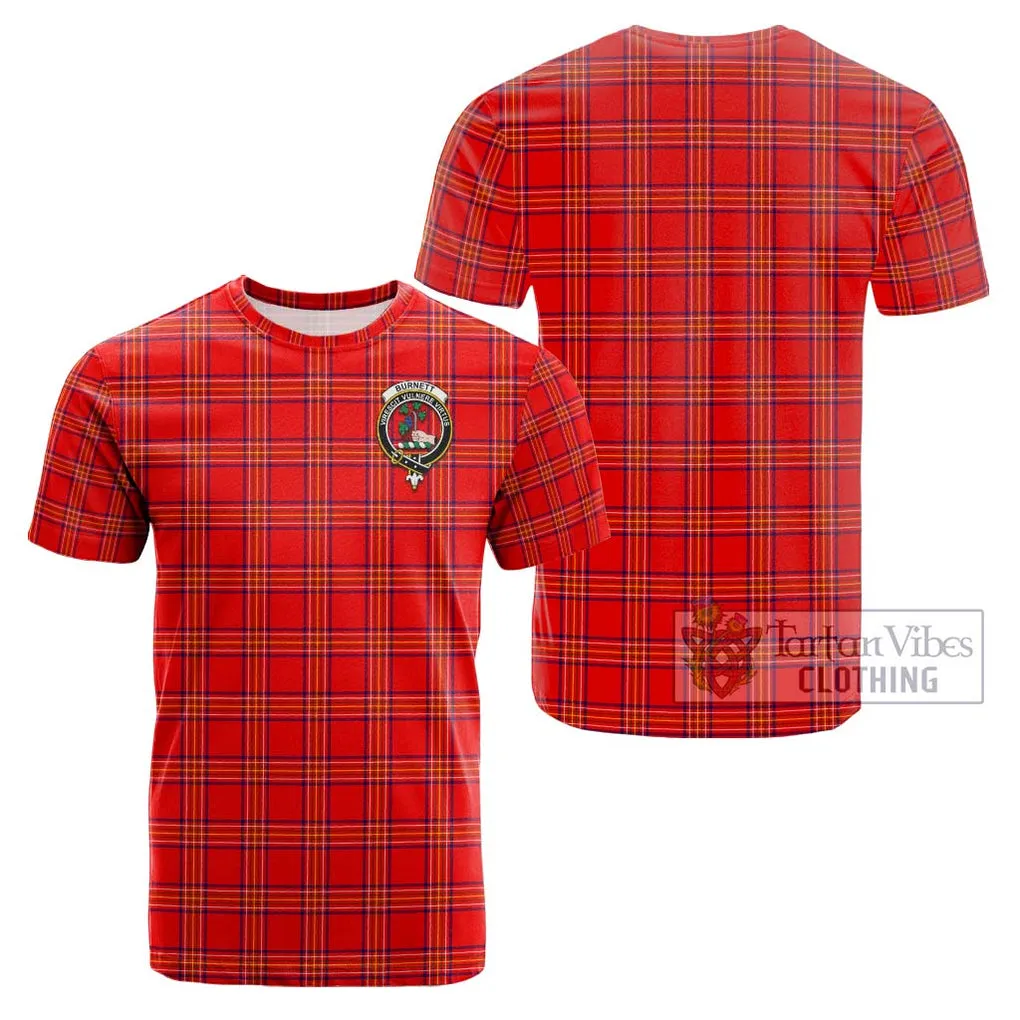 Burnett Modern Tartan Cotton T-Shirt with Family Crest