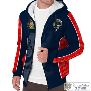 Burnett Modern Tartan Sherpa Hoodie with Family Crest and Lion Rampant Vibes Sport Style