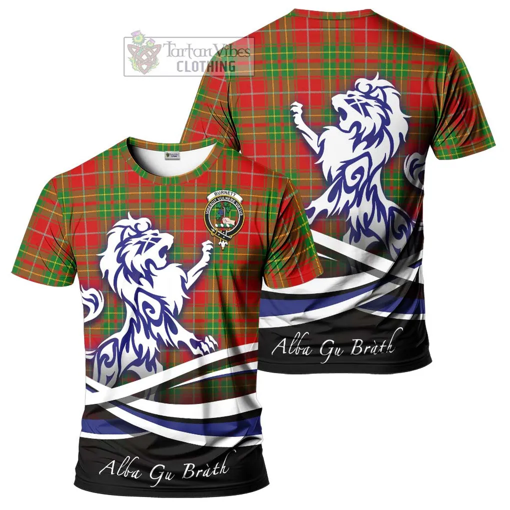 Burnett Tartan Cotton T-shirt with Alba Gu Brath Regal Lion Emblem