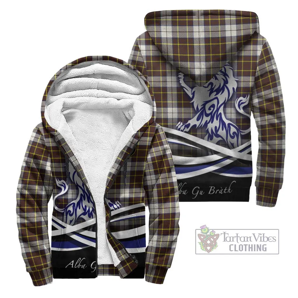 Burns Battalion Weathered Tartan Sherpa Hoodie with Alba Gu Brath Regal Lion Emblem